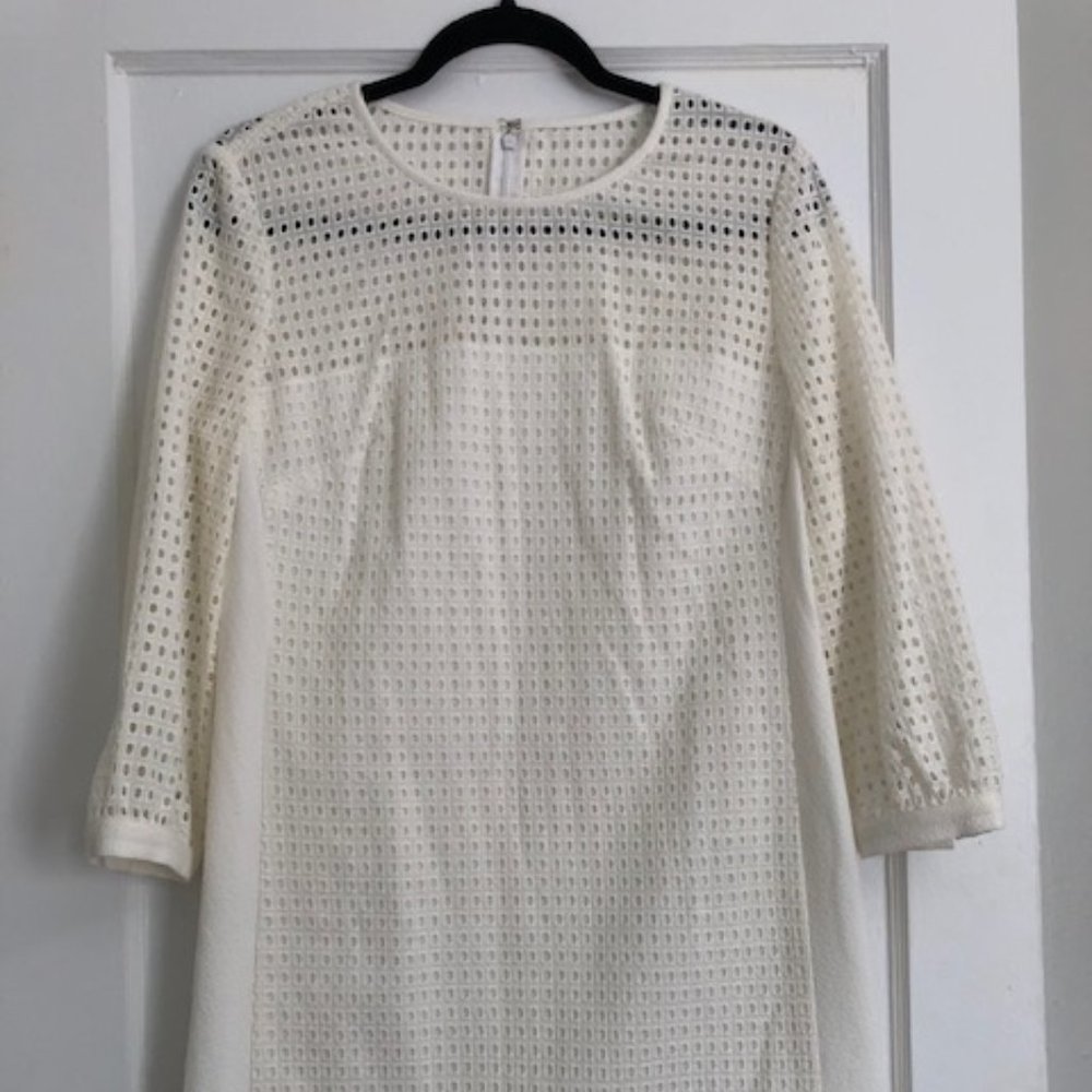 Off-White Perforated Eyelet Shift Dress Size M